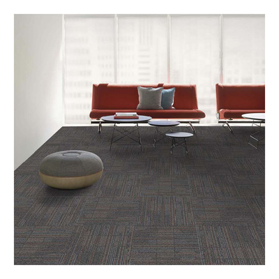 Striped Commercial Modular Carpet 50x50cm PP Tiles With Bitumen Backing